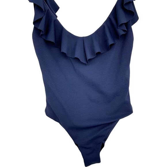 NWT Eberjey Pique Loreta One Piece Textured Ruffled Swimsuit Size Small S - Picture 3 of 7